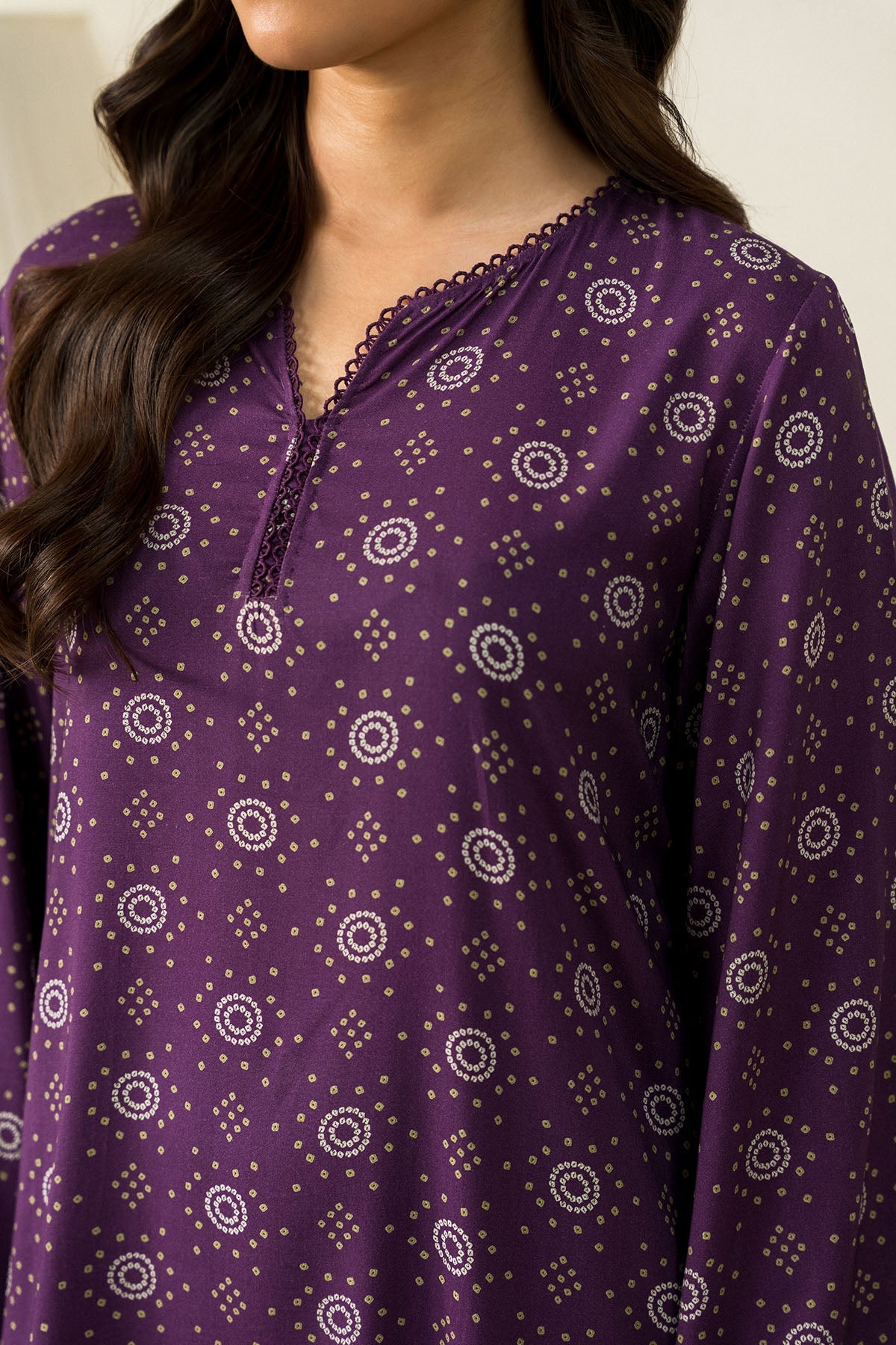 Deep Mauve-2Pc Linen Printed Suit
