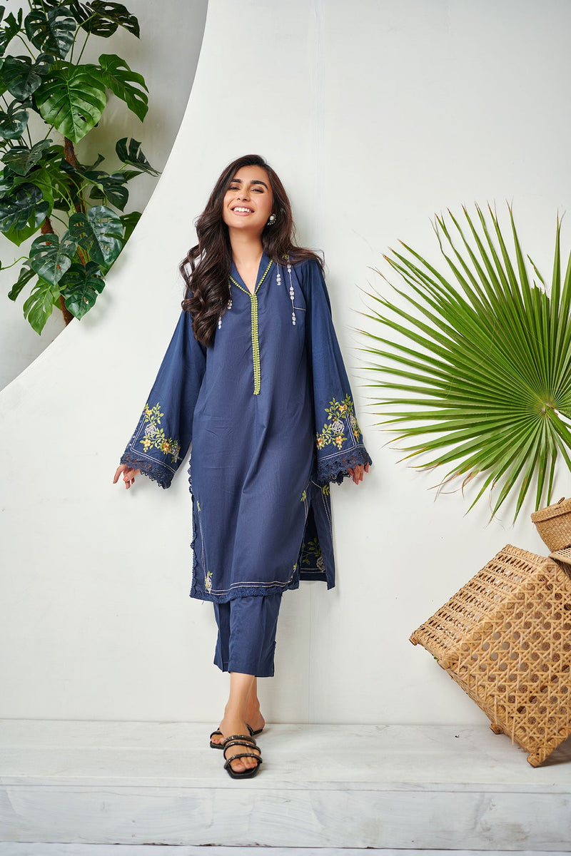 DC-0335 NAVY-BLUE Lawn 2Pcs