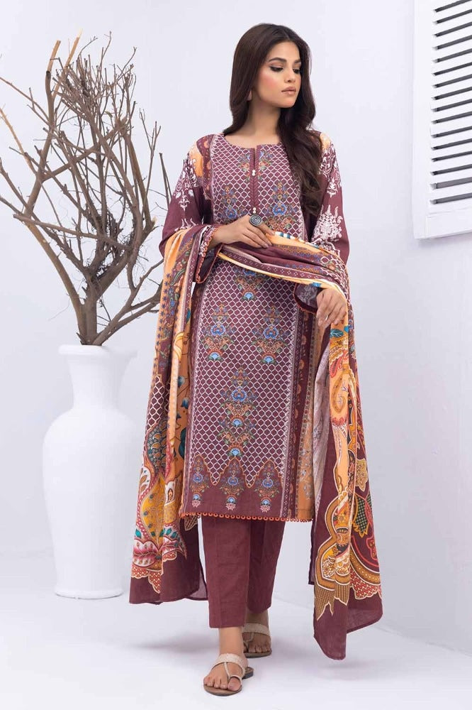 3 Piece Printed Karandi Unstitched Suit