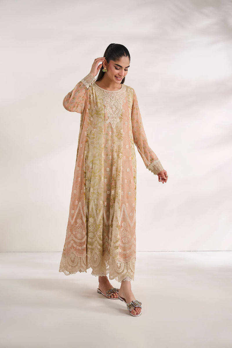 SS24DA-2468 MULTI 2PCS EMBROIDERED KURTA WITH TROUSER