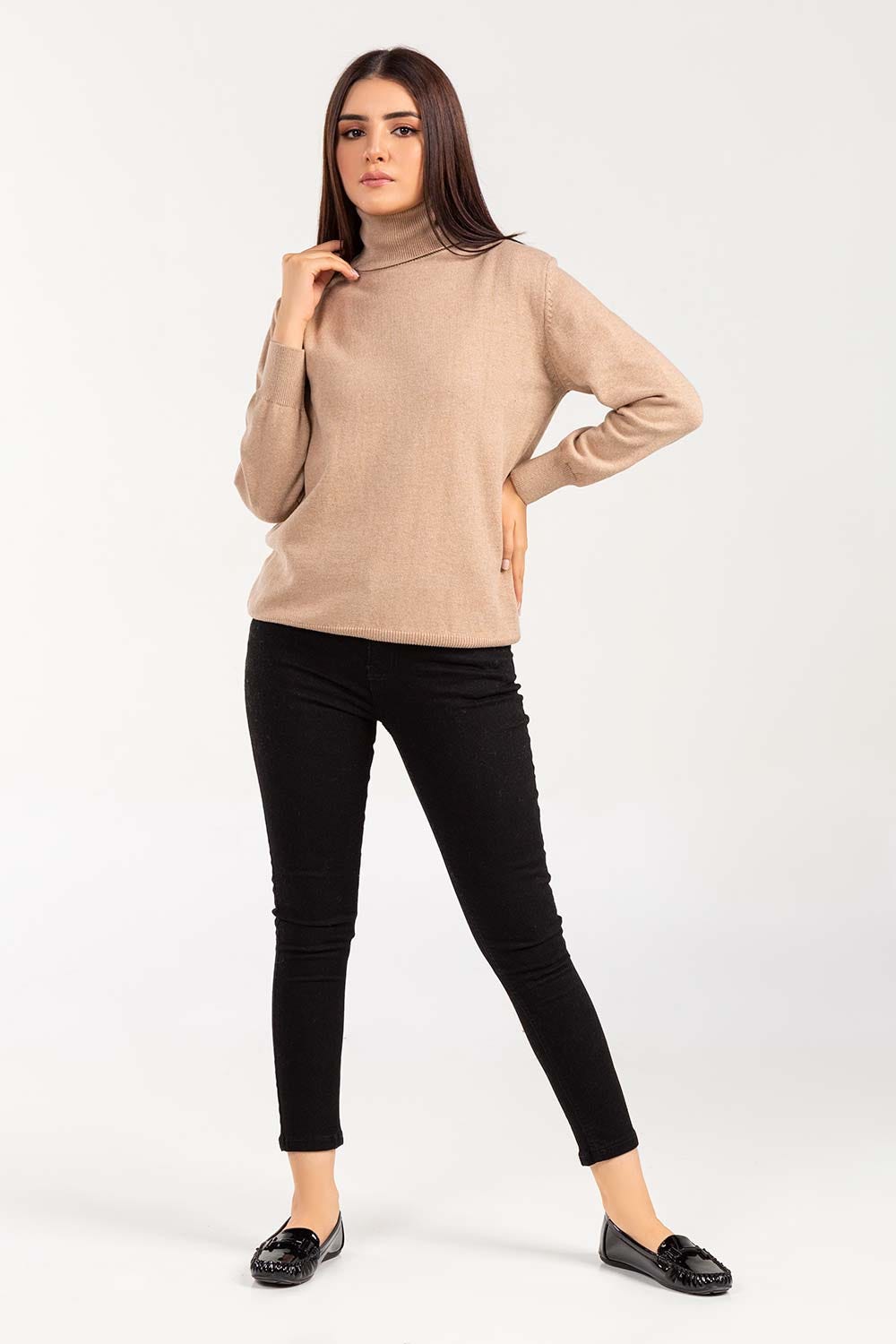 Cotton High Neck Pull Over Sweater