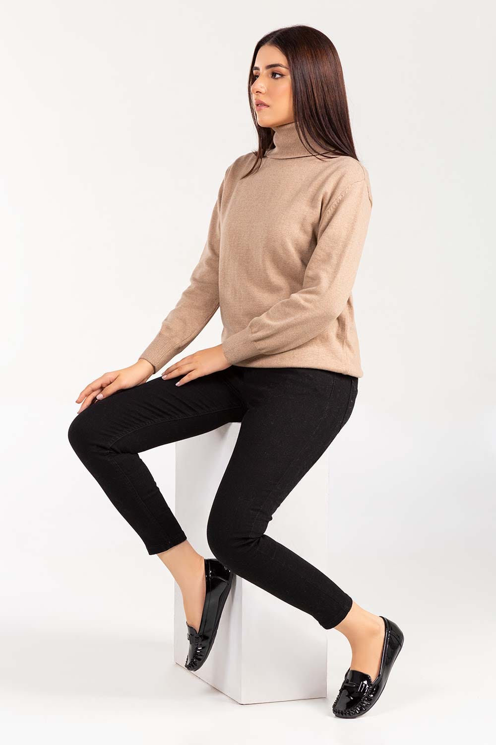 Cotton High Neck Pull Over Sweater