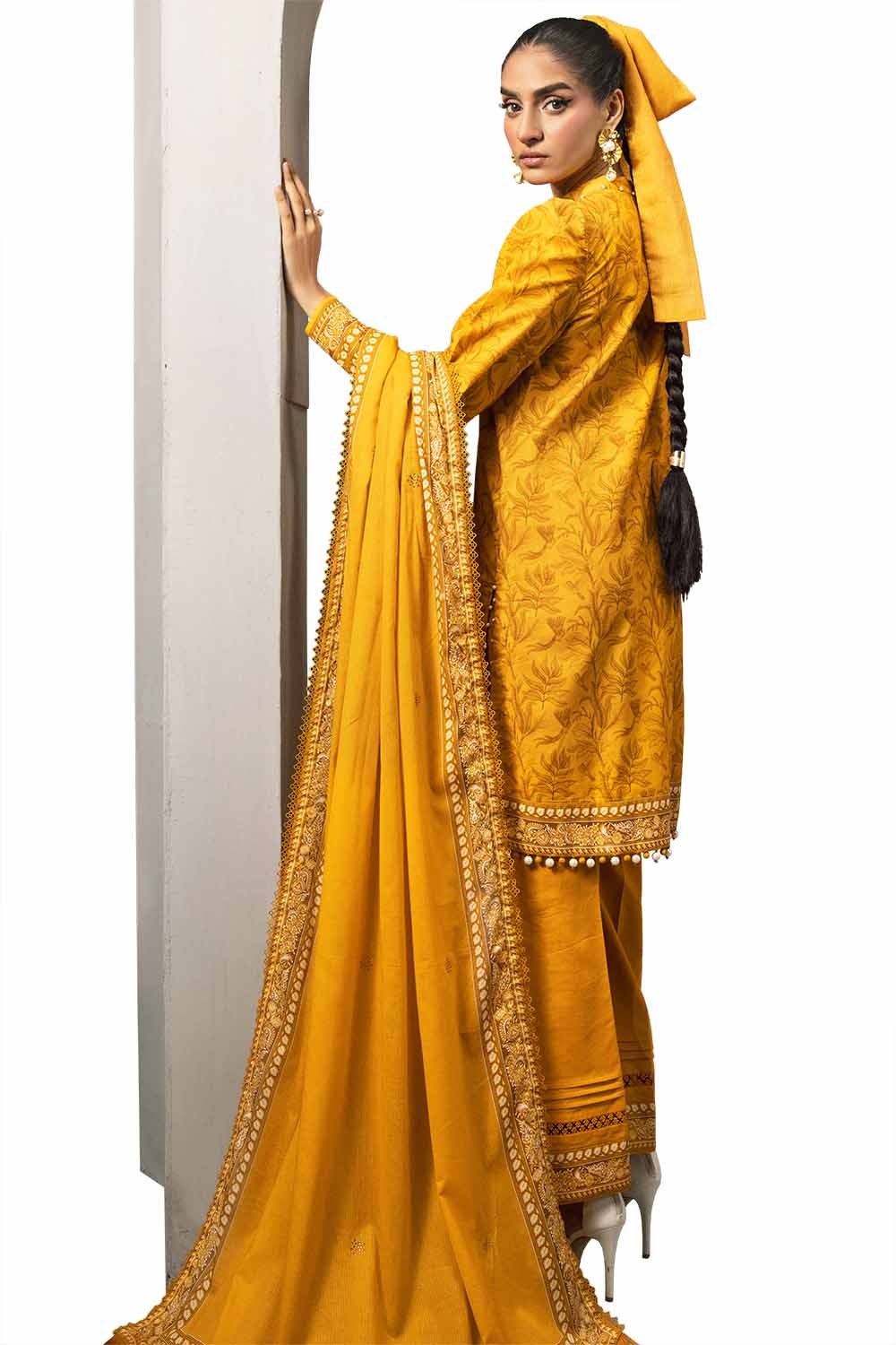 3 Piece Unstitched Diamantes Printed Lawn Suit with Denting Lawn Dupatta