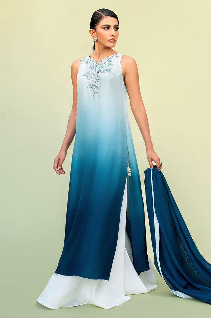 Blue Ombre - Shirt & Dupatta