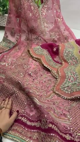 Rs 34500 Aneelas Stitched Organza Heavy Emb Festive 4pc Emb Organza Duppata [BR-40] [Dispatch Time 2.5 Months[