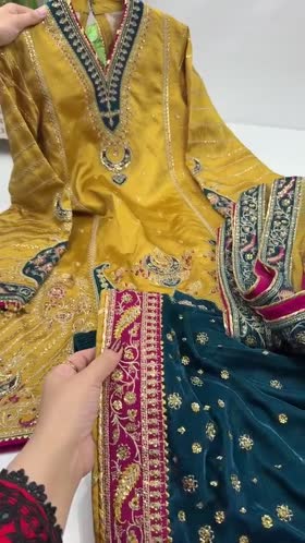 Aneelas Festive Semi Formal Silk Emb 3pc Silk Shalwar [FC-34-B] [Dispatch Time 1 Month]