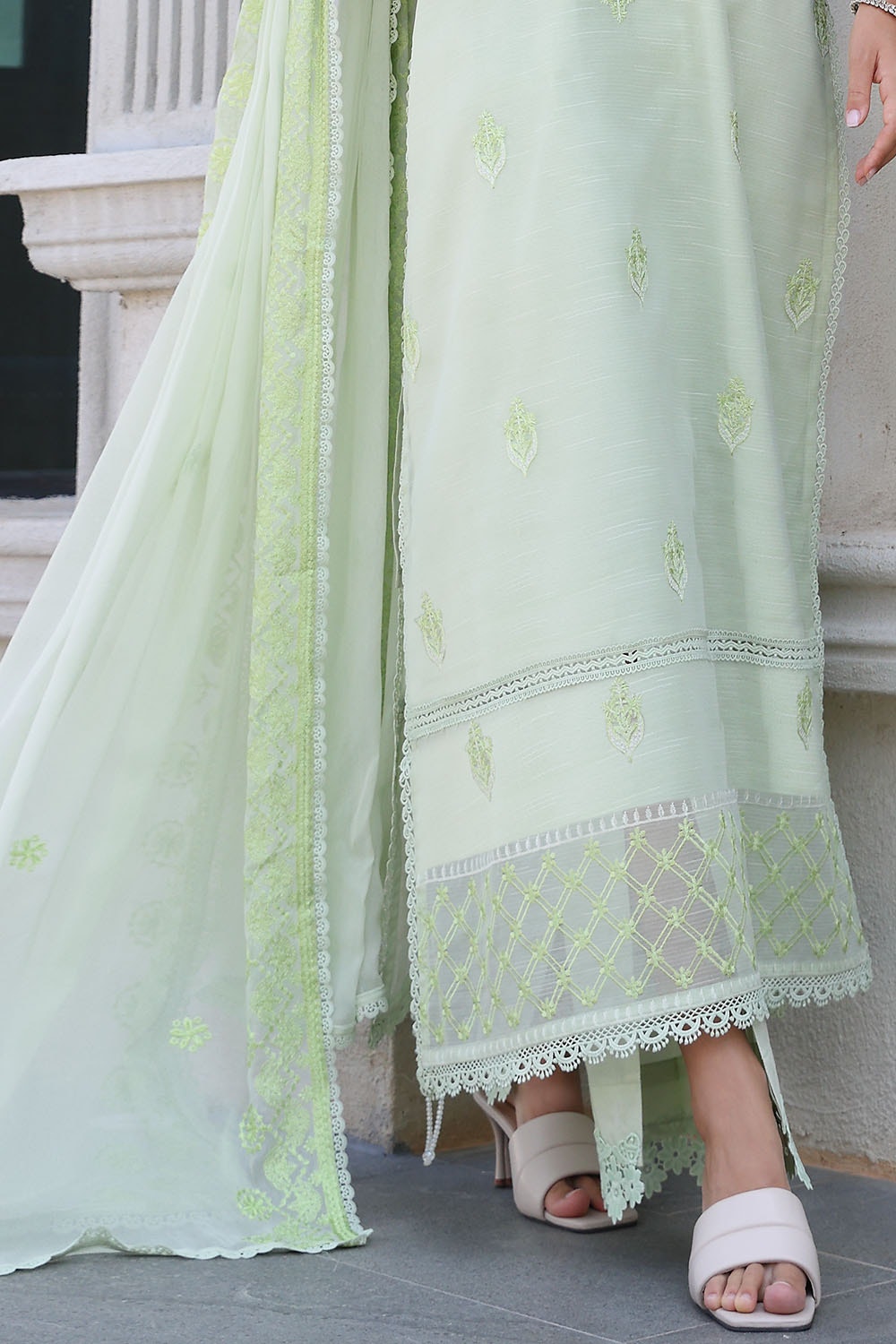 3 Piece Unstitched Embroidered Paper Cotton Suit With Embroidered Chiffon Dupatta
