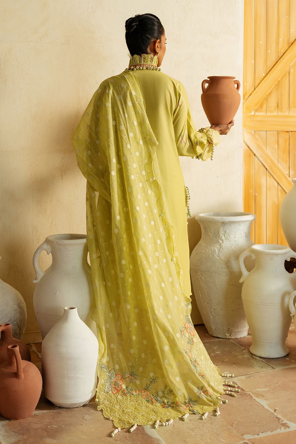 3 Piece Unstitched Embroidered Lawn Suit with Embroidered Jacquard Dupatta