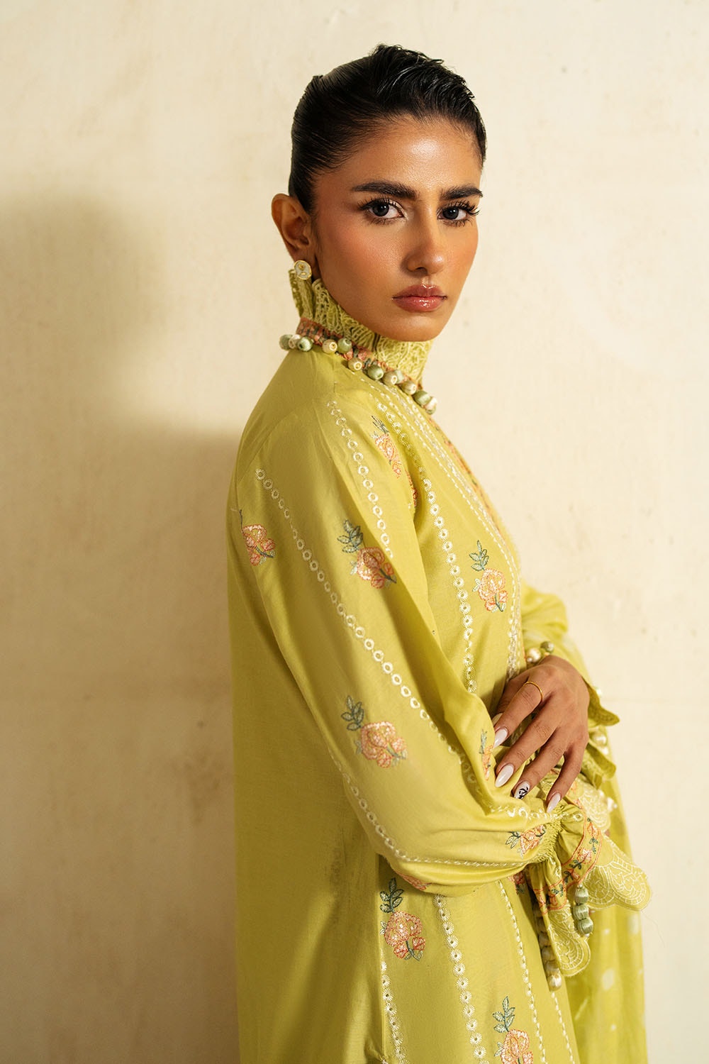 3 Piece Unstitched Embroidered Lawn Suit with Embroidered Jacquard Dupatta