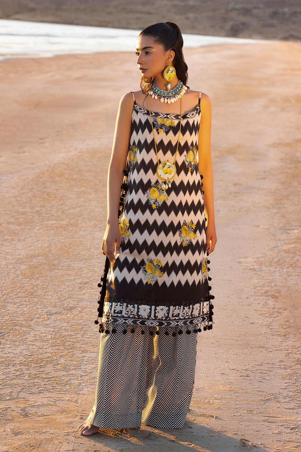 2 Piece Unstitched Embroidered Printed Lawn Suit