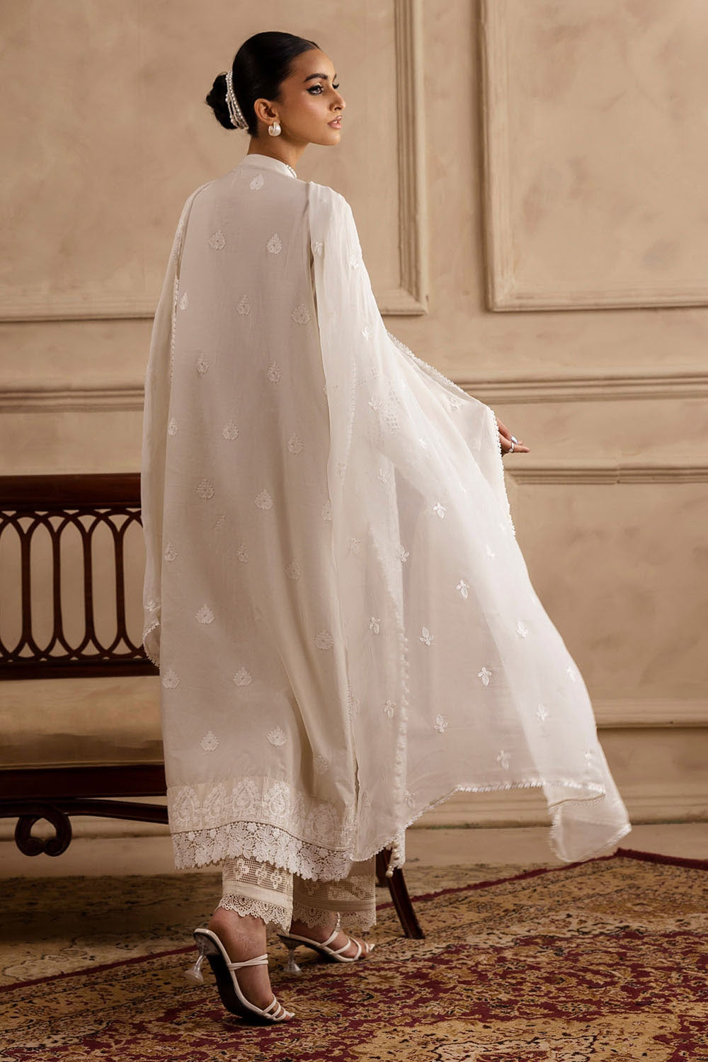 3 Piece Unstitched Embroidered Lawn Suit With Embroidered Chiffon Dupatta