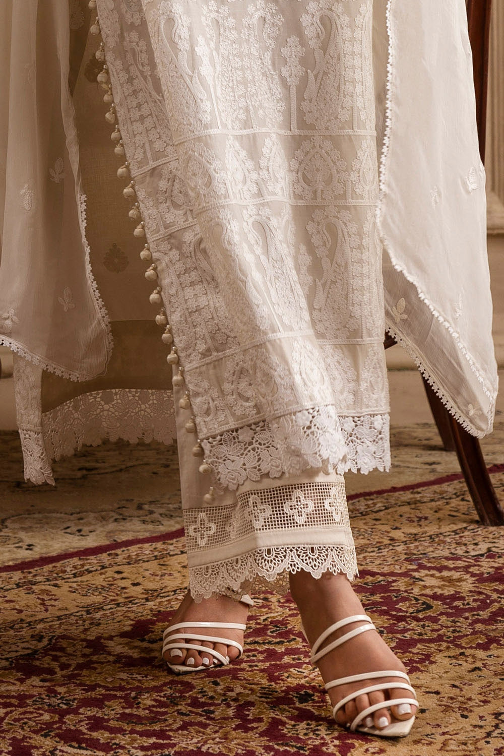 3 Piece Unstitched Embroidered Lawn Suit With Embroidered Chiffon Dupatta