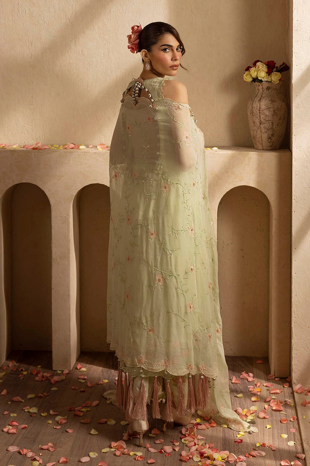 3 Piece Unstitched Embroidered Chiffon Suit With Embroidered Chiffon Dupatta