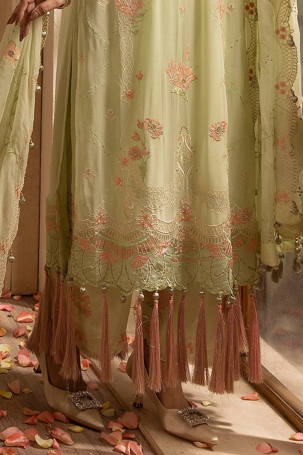 3 Piece Unstitched Embroidered Chiffon Suit With Embroidered Chiffon Dupatta