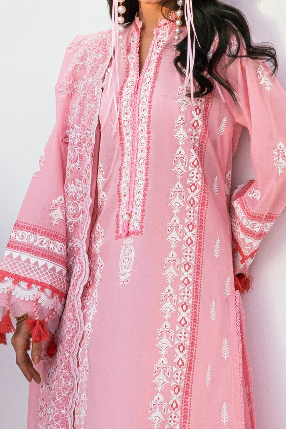 3 Piece Unstitched Embroidered Printed Denting Lawn Suit