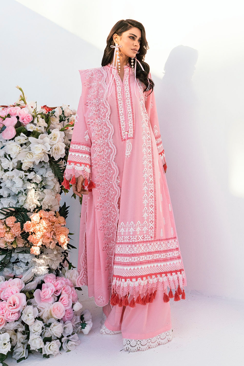 3 Piece Unstitched Embroidered Printed Denting Lawn Suit