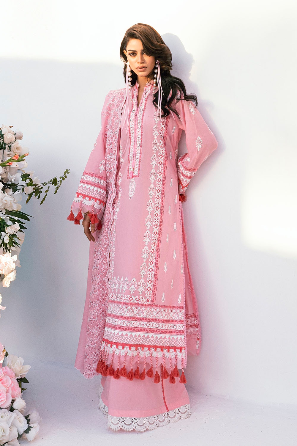 3 Piece Unstitched Embroidered Printed Denting Lawn Suit