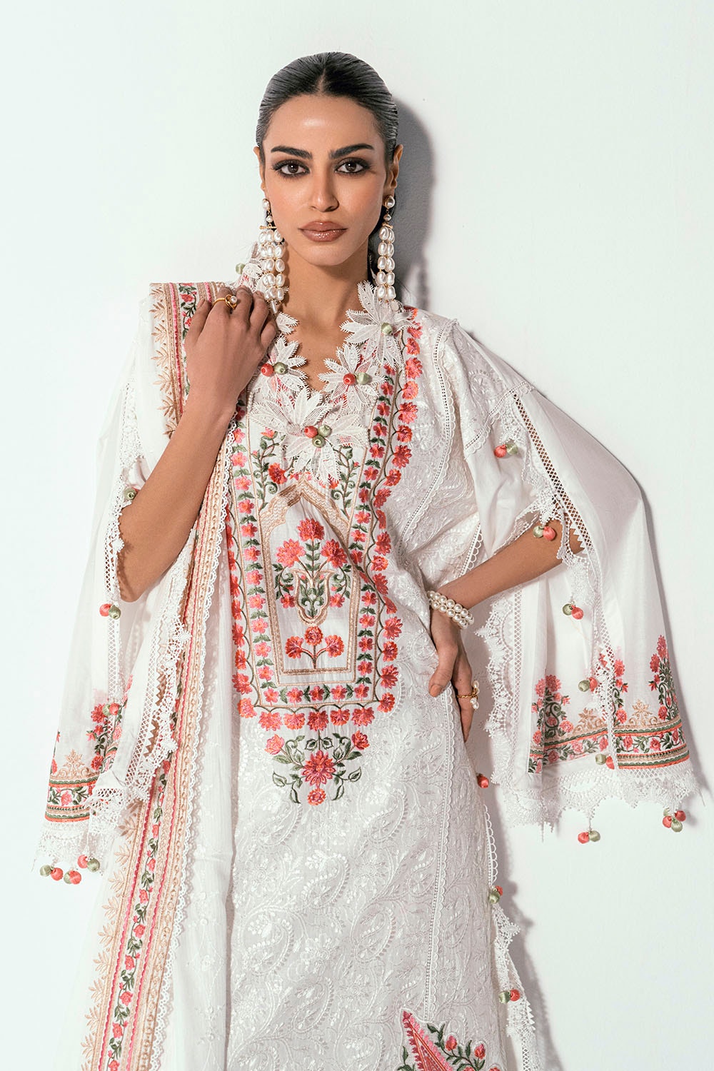 3 Piece Unstitched Embroidered Printed Denting Lawn Suit