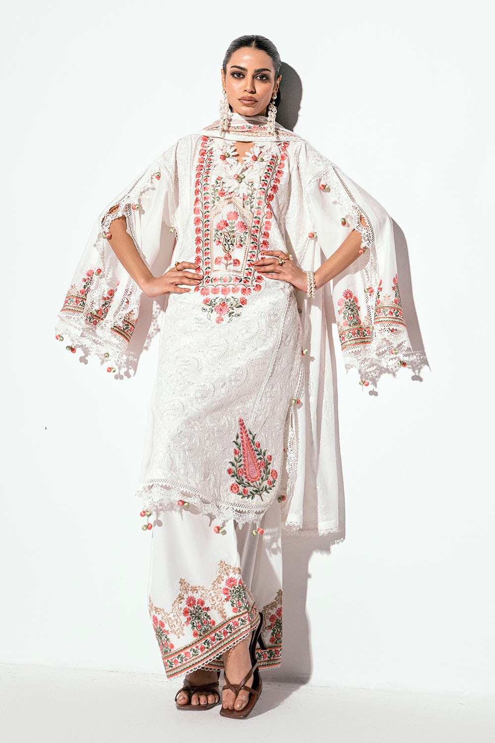 3 Piece Unstitched Embroidered Printed Denting Lawn Suit