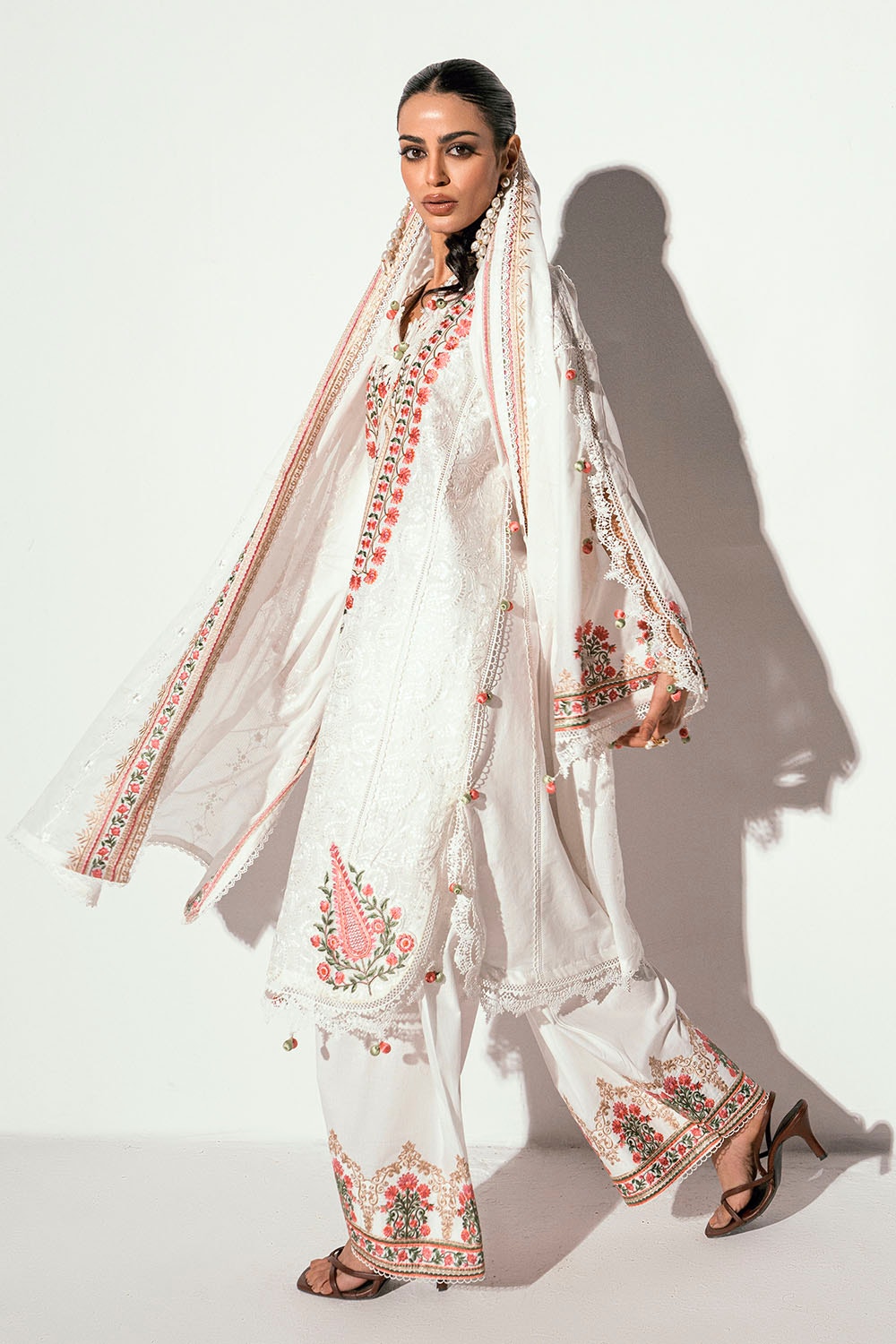 3 Piece Unstitched Embroidered Printed Denting Lawn Suit