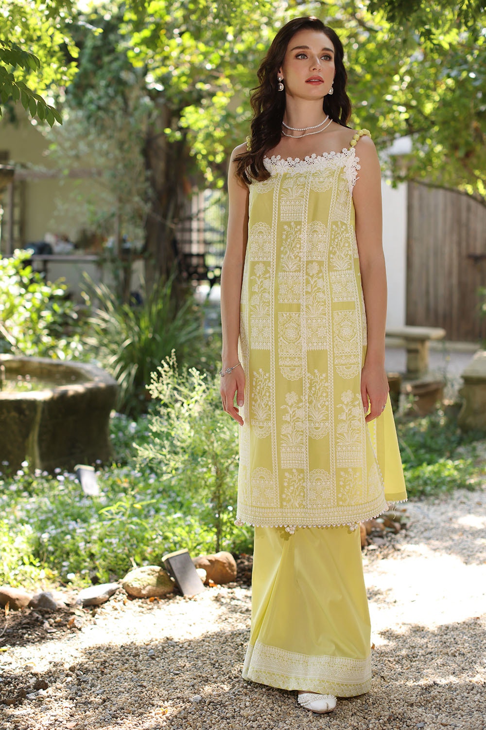 2 Piece Unstitched Embroidered Lawn Shirt With Dyed Trouser