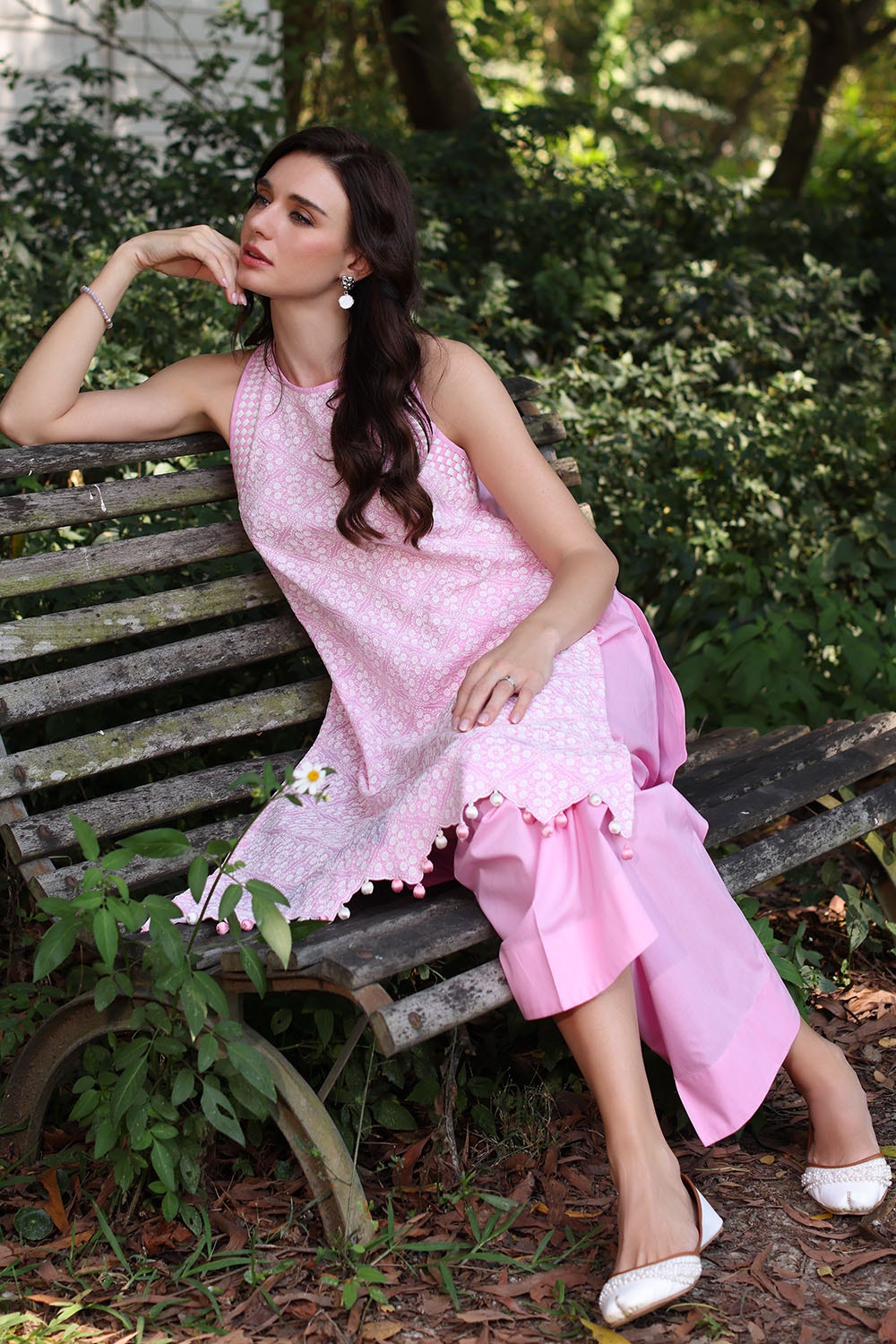 2 Piece Unstitched Embroidered Lawn Shirt With Dyed Trouser