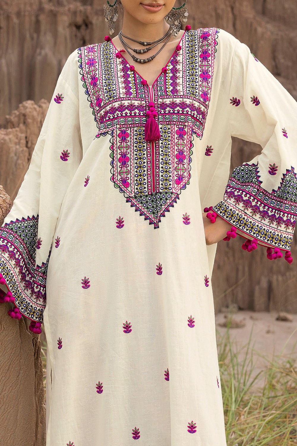2 Piece Unstitched Embroidered Self Jacquard Suit