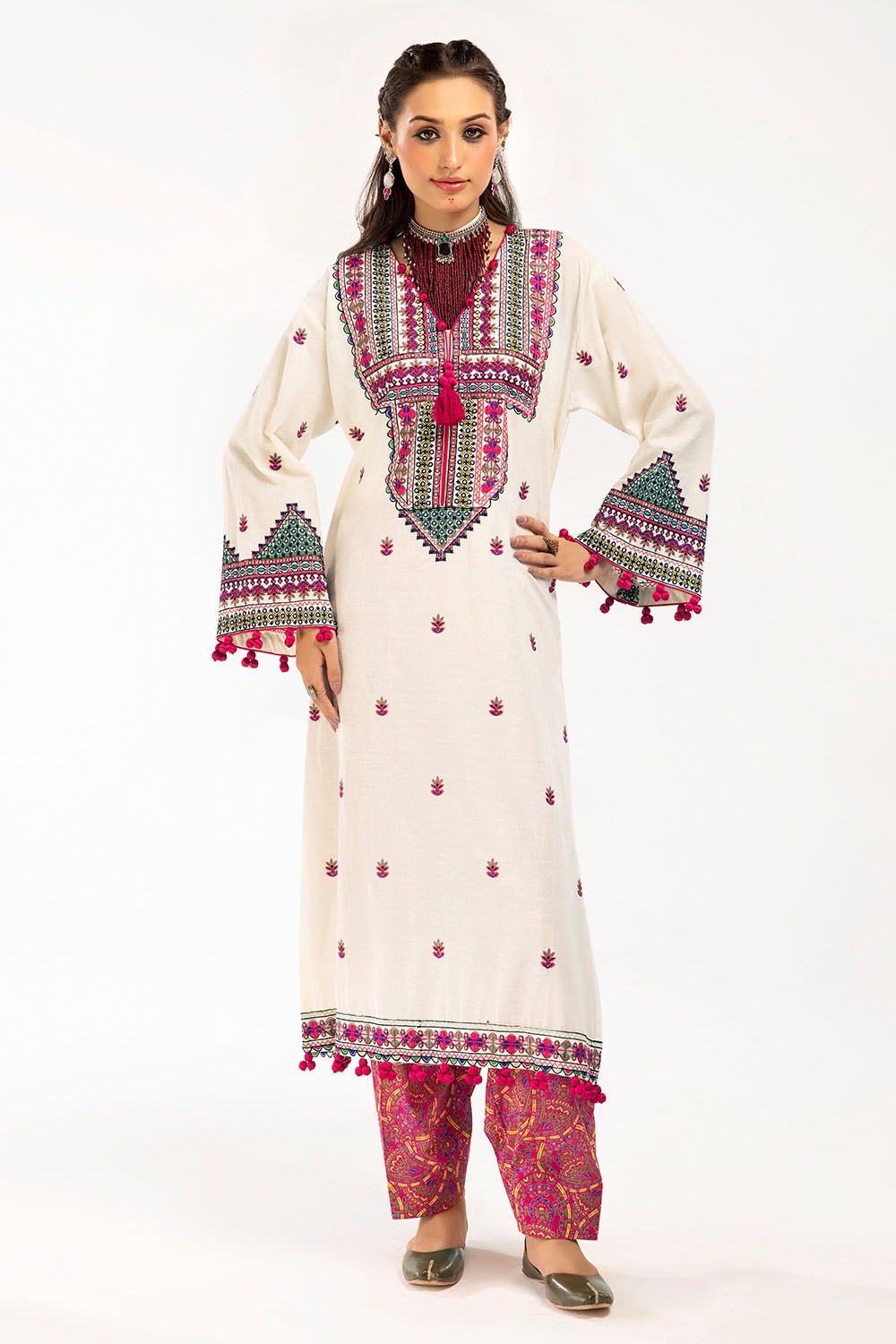 2 Piece Unstitched Embroidered Self Jacquard Suit