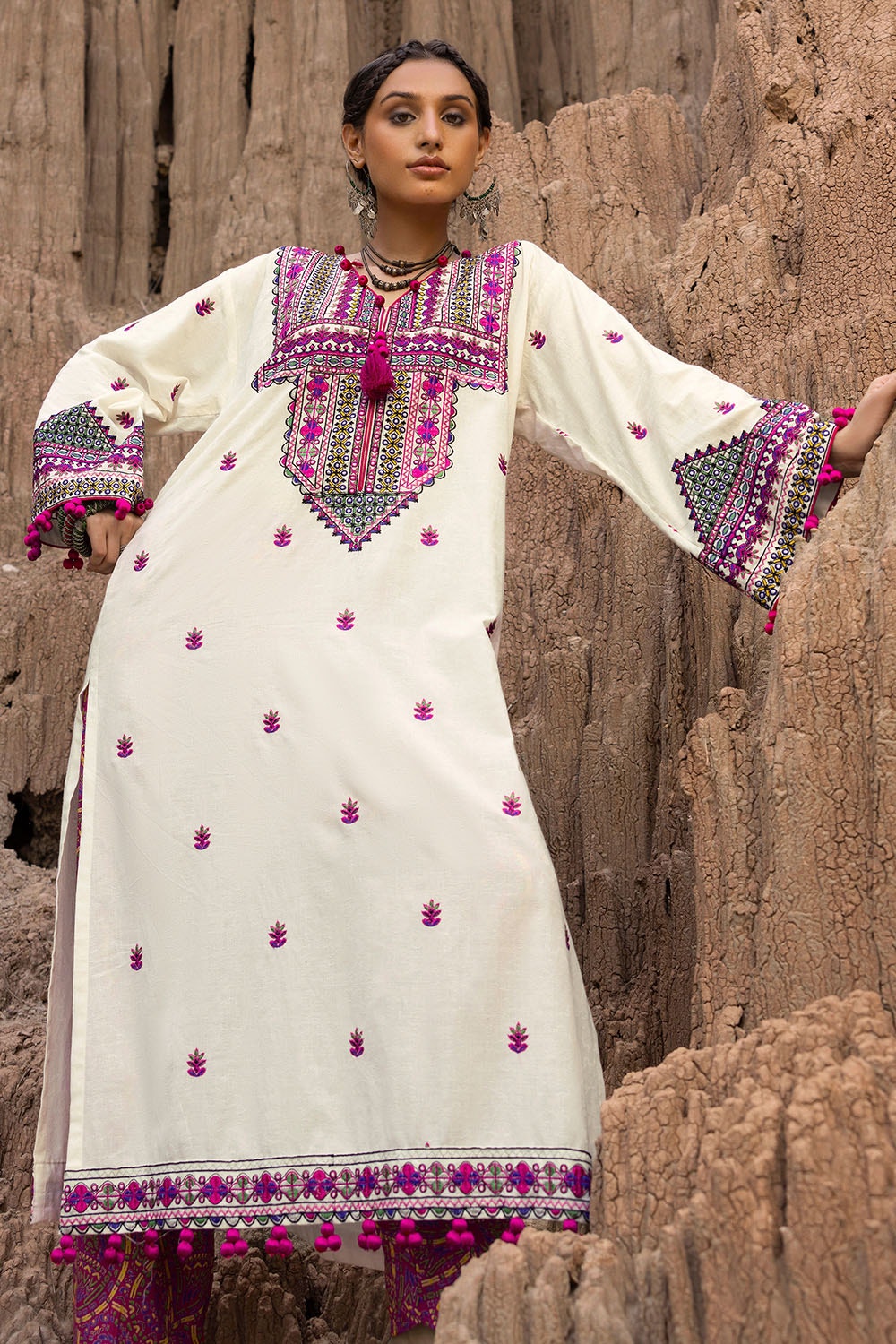 2 Piece Unstitched Embroidered Self Jacquard Suit