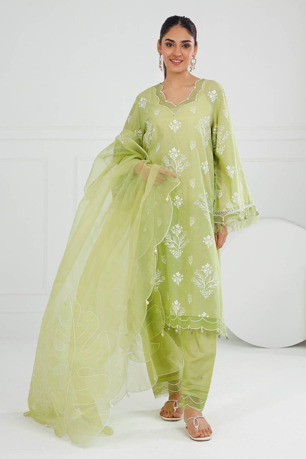 3 Piece Unstitched Lacquer Printed Lawn Suit with Embroidered Organza Dupatta