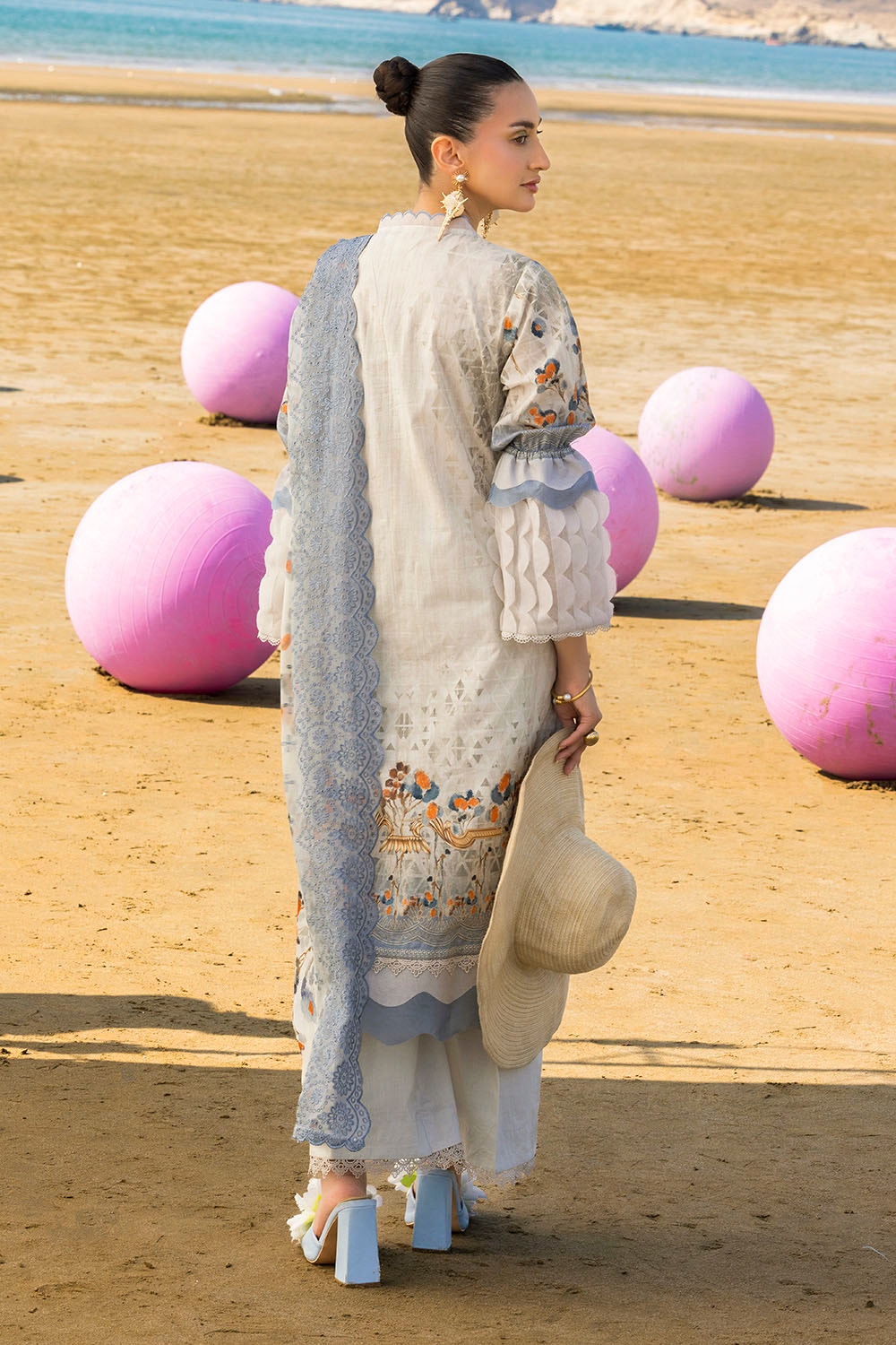 3 Piece Unstitched Embroidered Printed Lawn Suit With Embroidered Printed Chiffon Dupatta