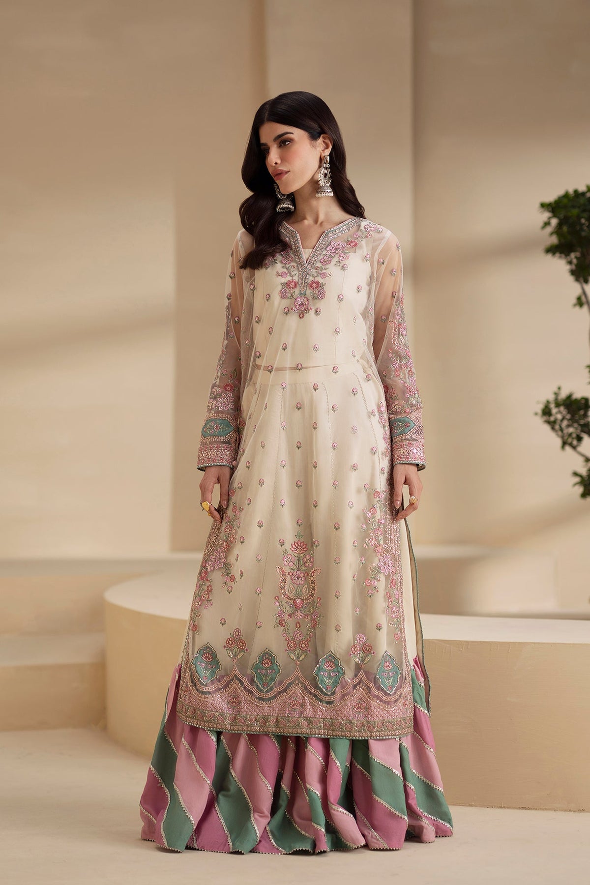 Ethnc – Coconut Milk Embroidered Gharara Style