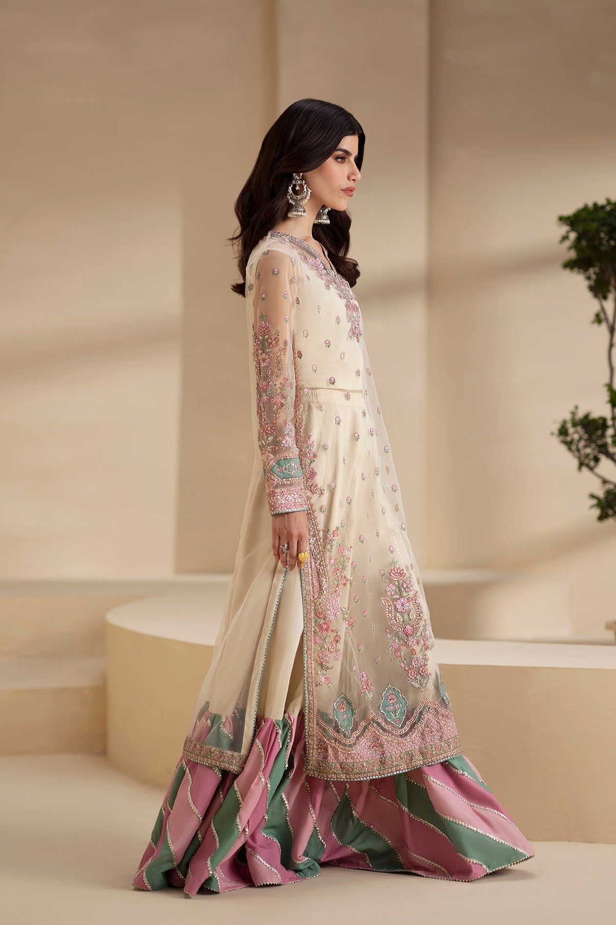 Ethnc – Coconut Milk Embroidered Gharara Style