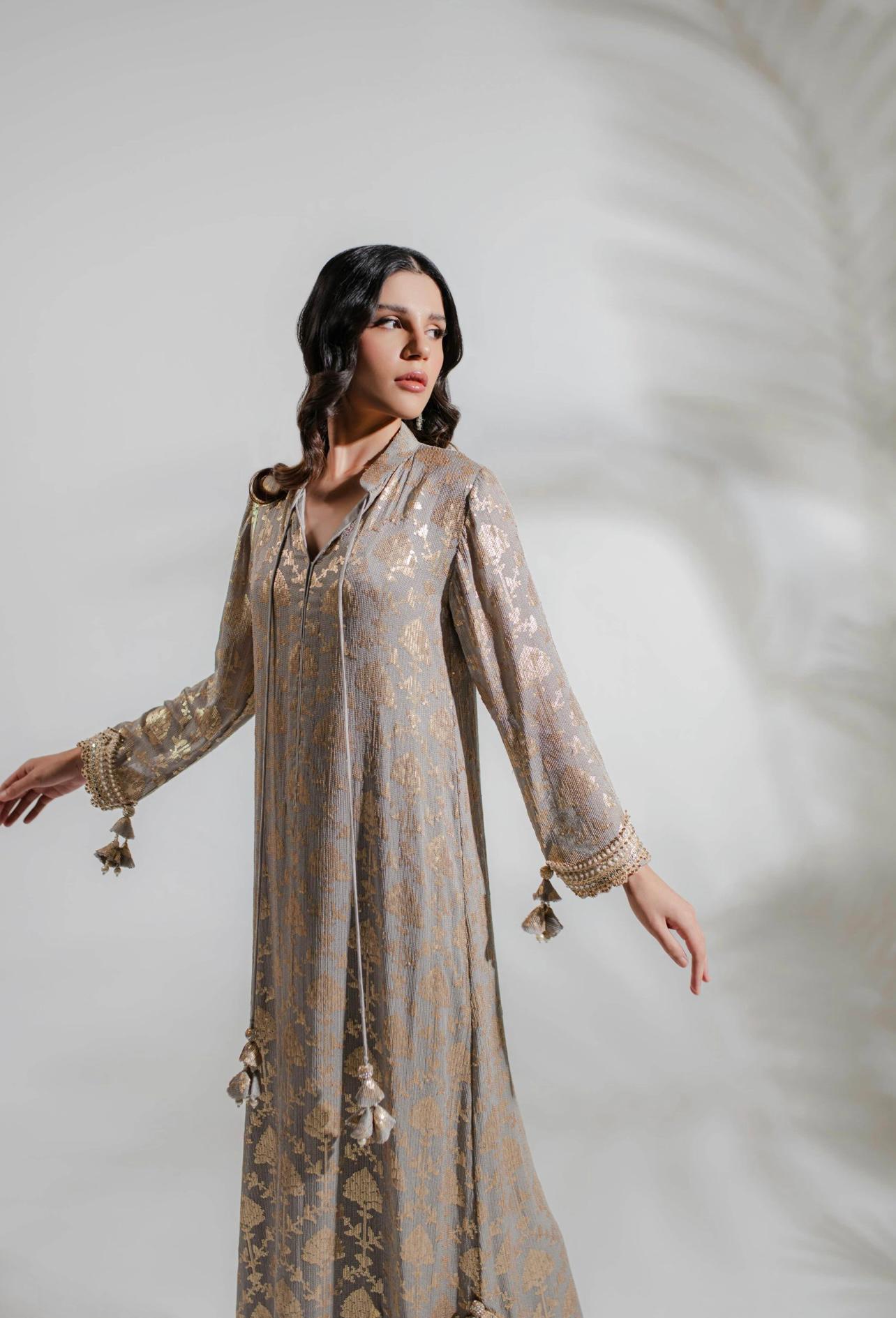 Euphoria Silver Kaftan by Alizay Saad