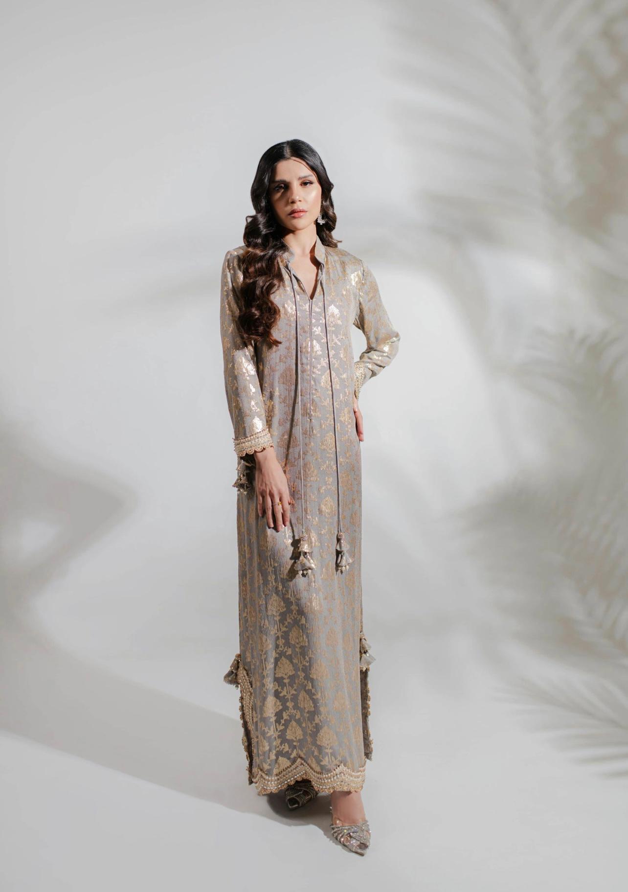 Euphoria Silver Kaftan by Alizay Saad