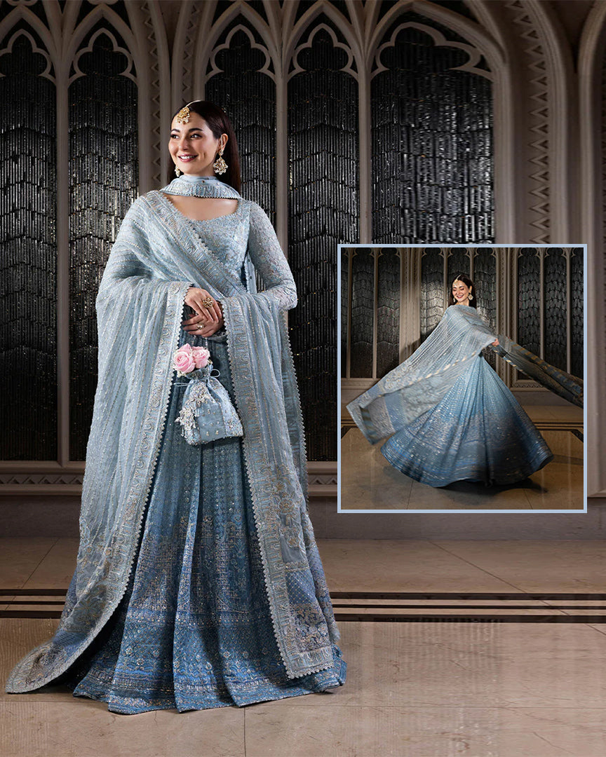 Faiza Saqlain – Two Tone Blue Maxi Style
