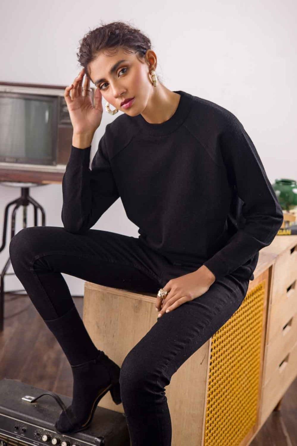 Blended Raglan Sleeve Sweater