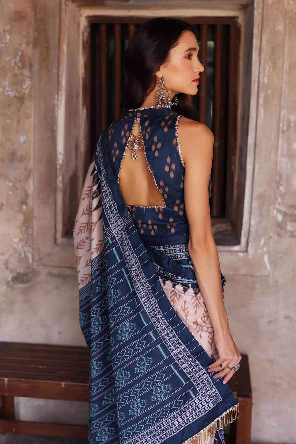 2 Piece Lawn Unstitched Saree Blouse