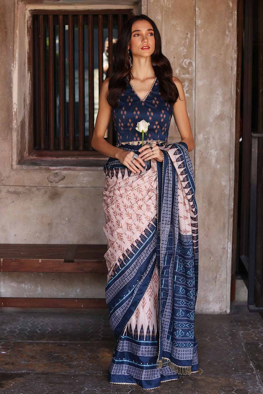 2 Piece Lawn Unstitched Saree Blouse