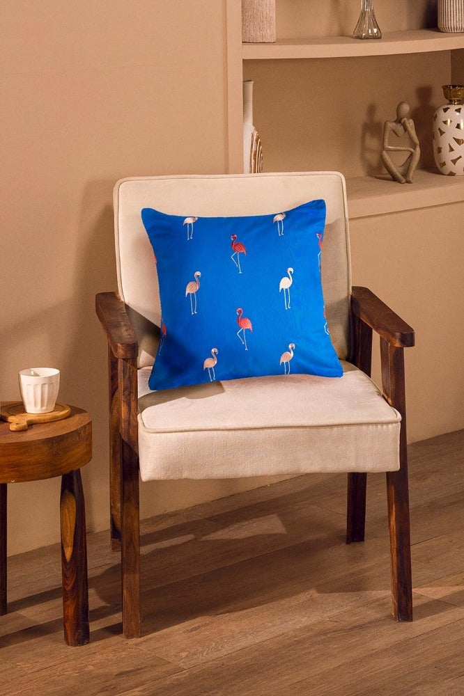 AW23-FLAMINGO Cotton Embroidered Square Cushion Cover