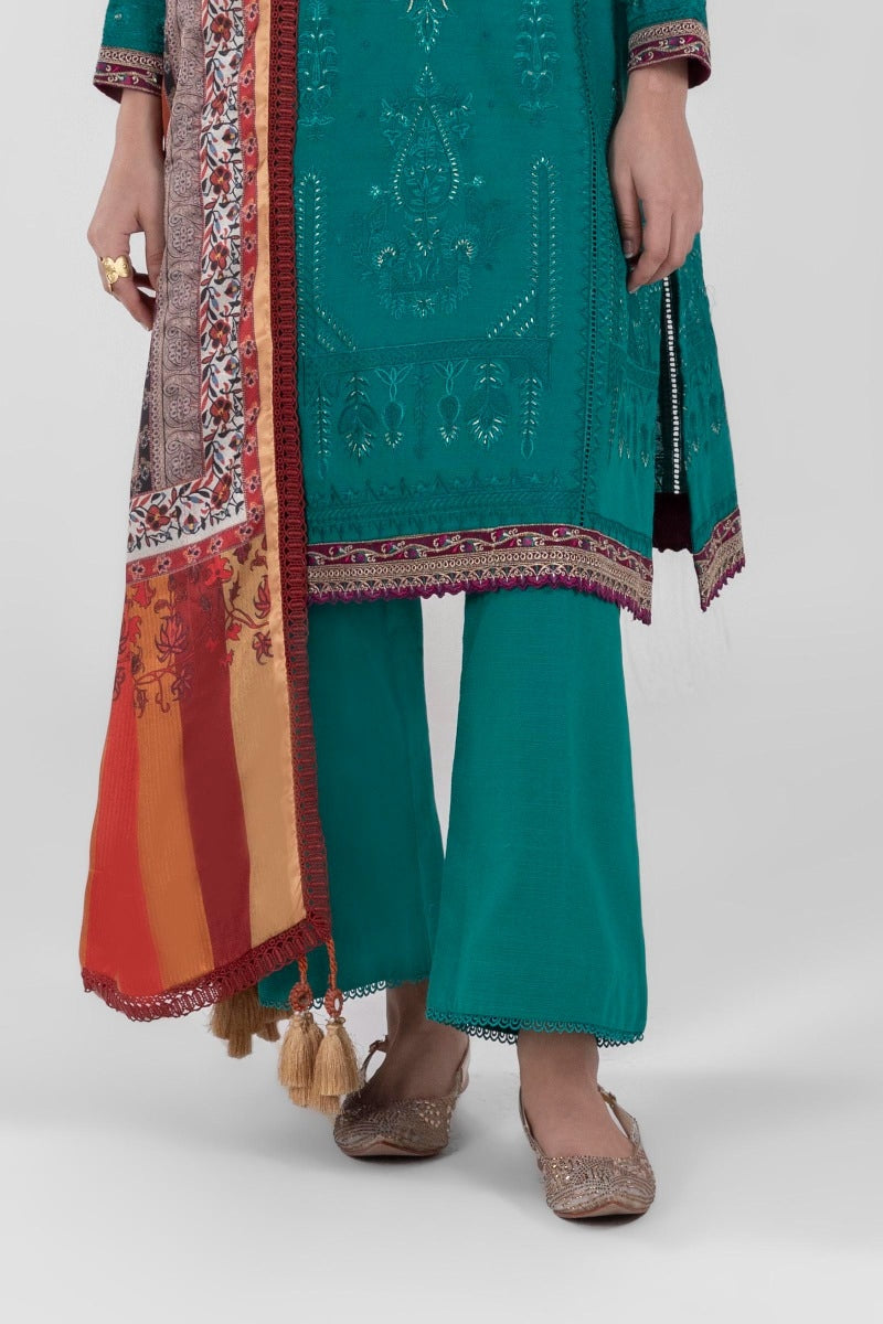 AJRN-26 EMBROIDERED LAWN SILK 3 PCS