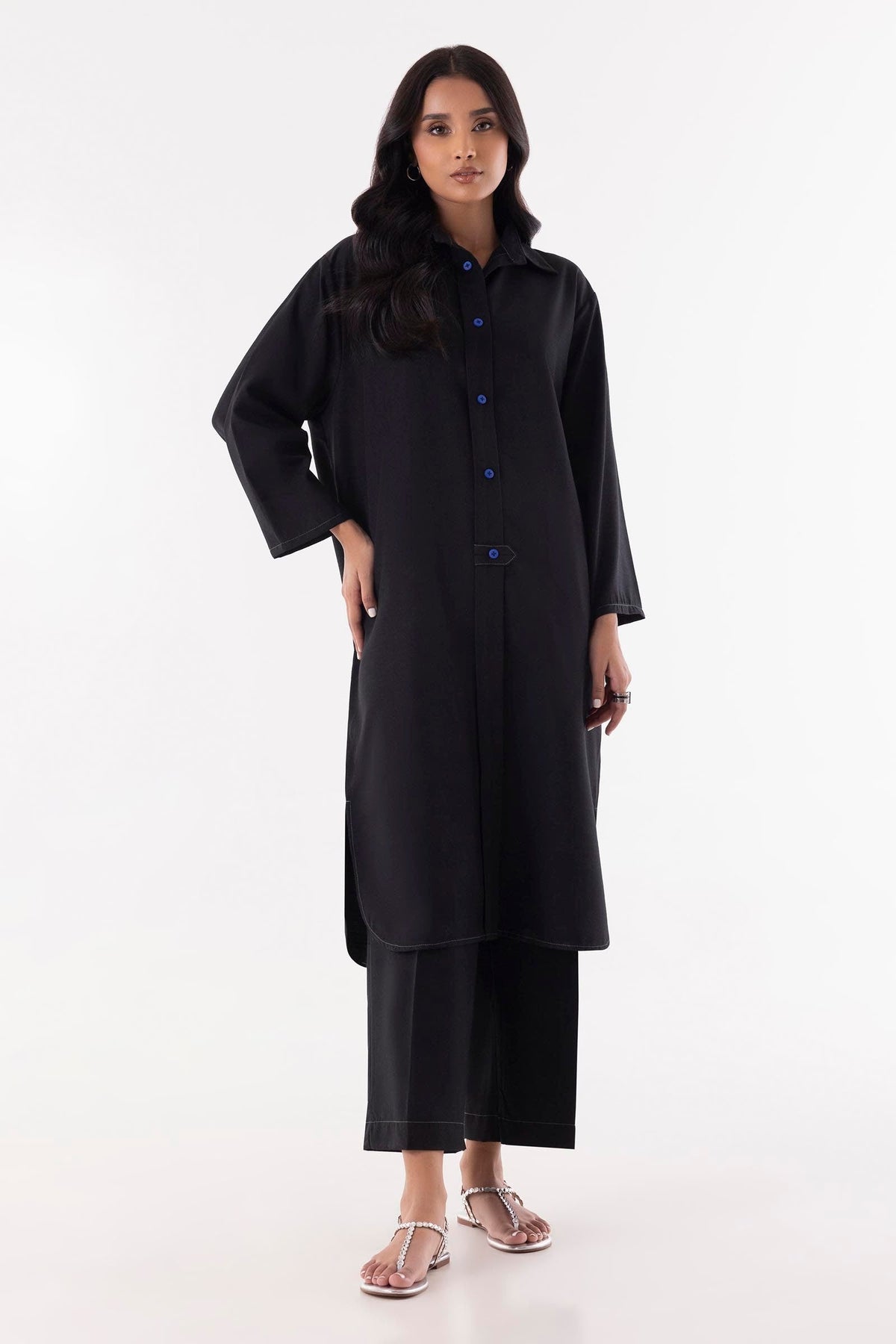 Stitched Black Printed Shirt + Culotte