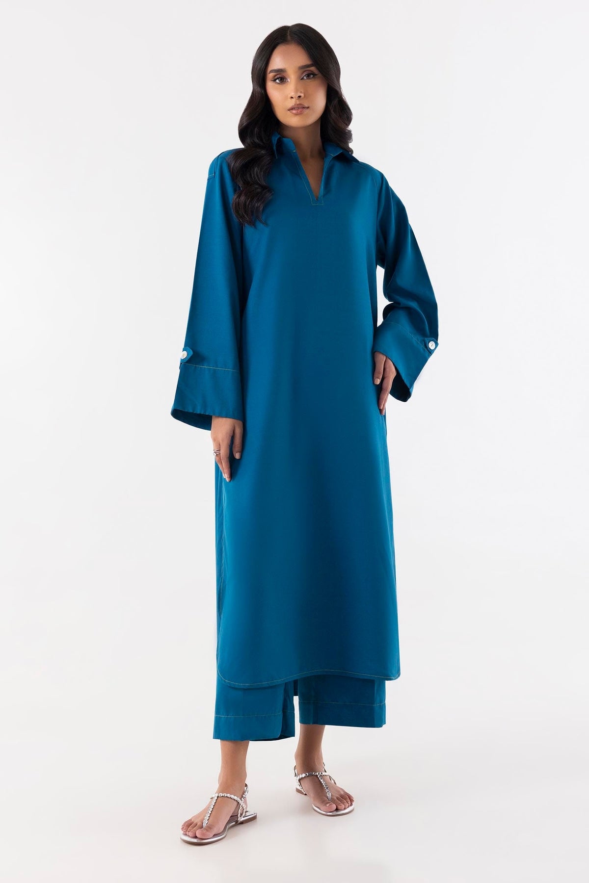 Stitched Blue Dyed Shirt + Culotte