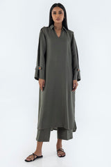 Stitched Olive Printed Shirt + Culotte