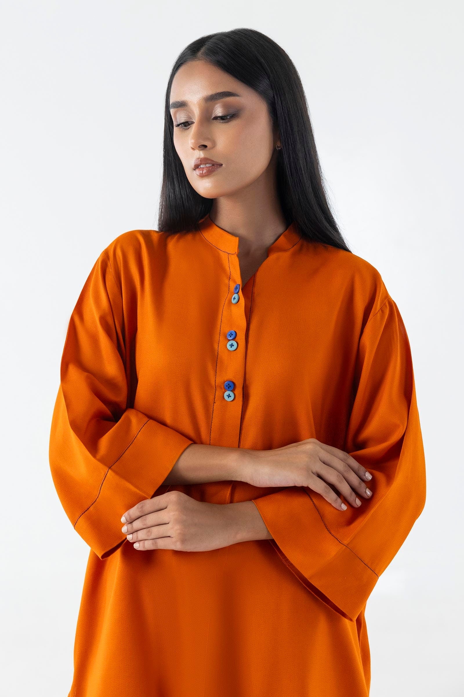 Stitched Orange Printed Shirt + Culotte