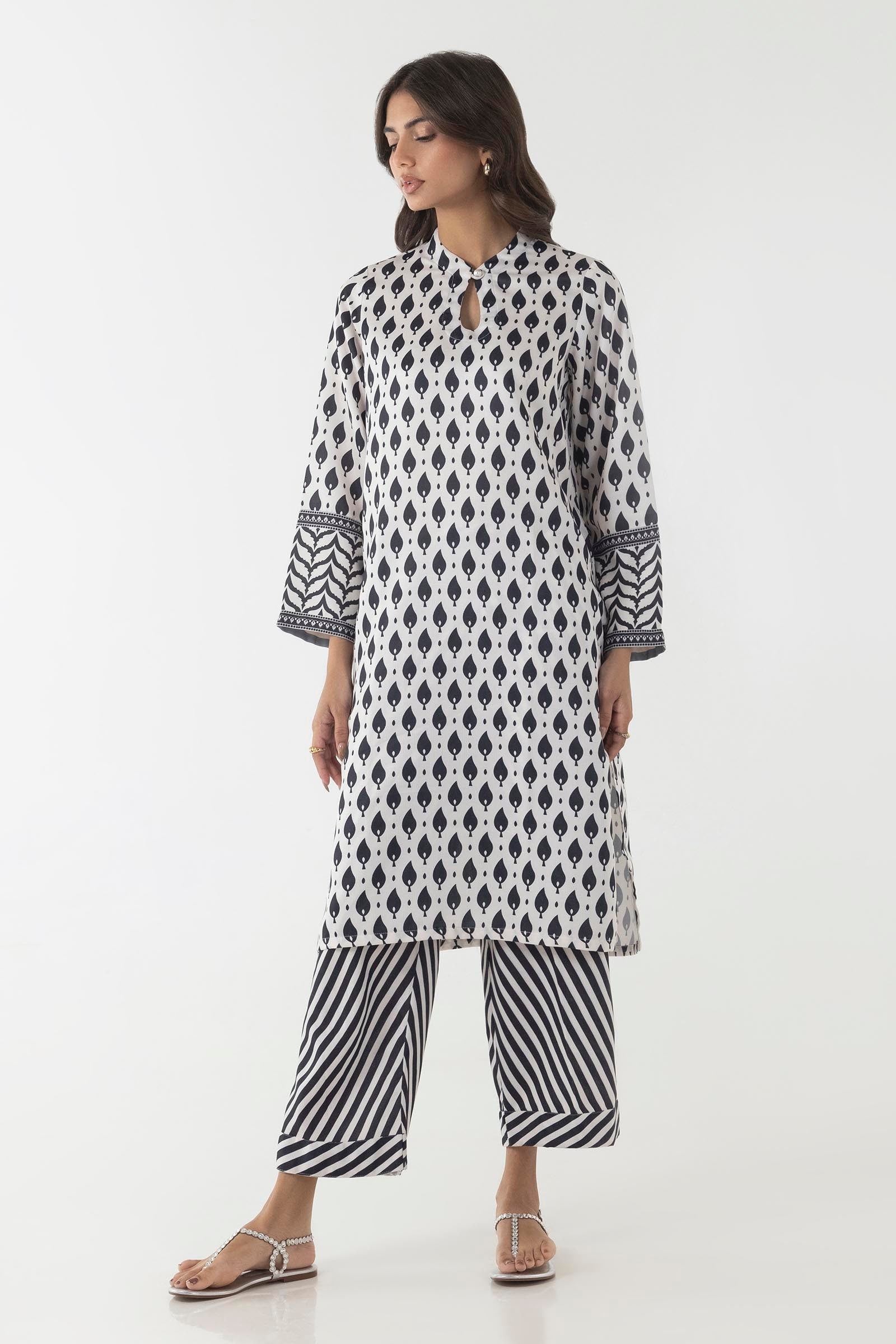 Stitched Basic Printed Shirt + Culotte