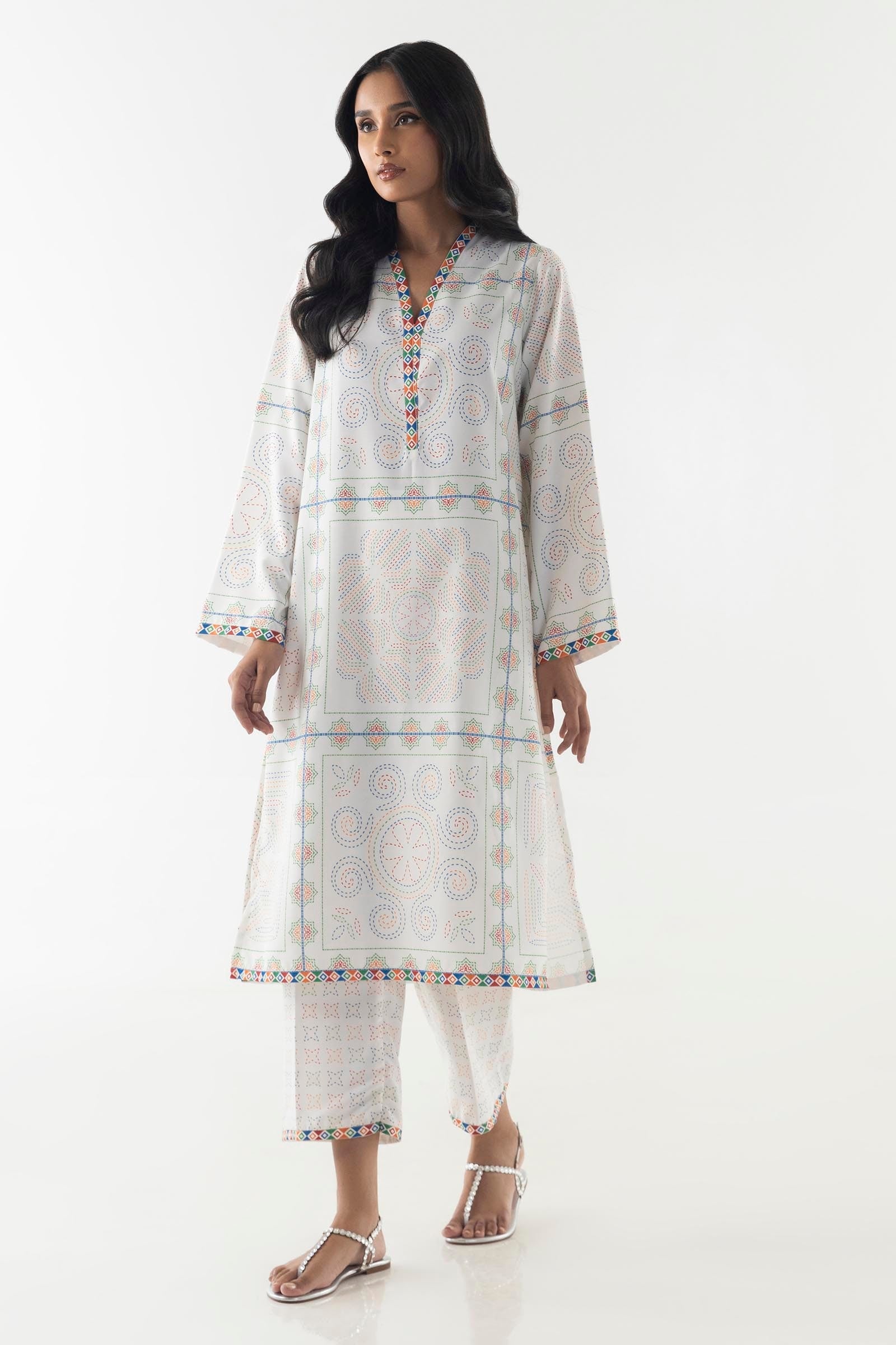 Stitched Basic Printed Shirt + Culotte