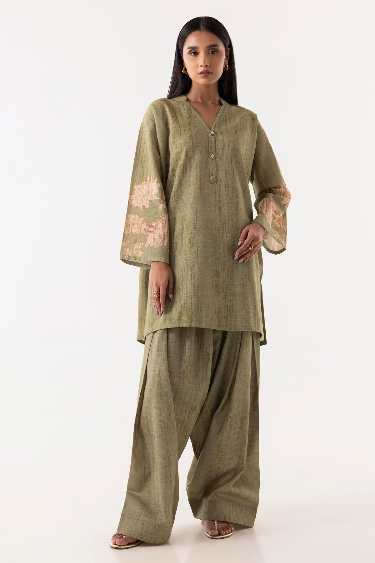 Stitched Basic Printed Shirt + Bottom
