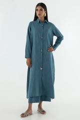 Stitched Sea Green Printed Shirt + Culotte