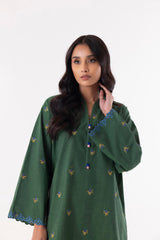Stitched Green Embroidered Shirt + Shalwar
